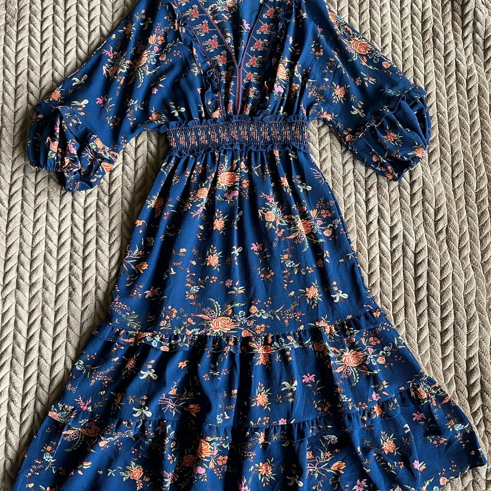 Max Studio Floral Blue Dress